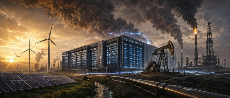 Study: AI Benefits for Fossil Fuel Production Wipe Out Pollution Gains From Renewables