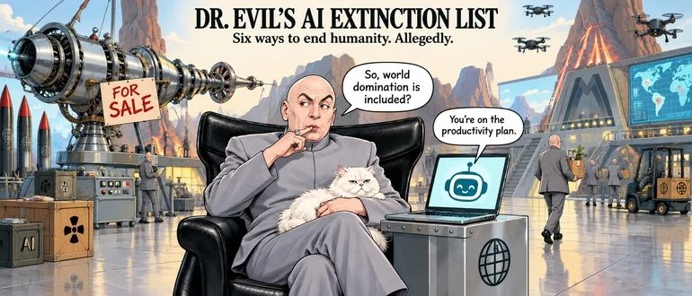 Dr. Evil’s AI Extinction List: Six Ways to End Humanity. Allegedly